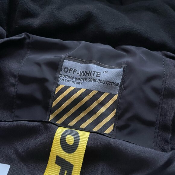 OFF-WHITE MEN'S BLACK PUFFER CASUAL JACKET SMALL SIZE - Picture 5 of 7